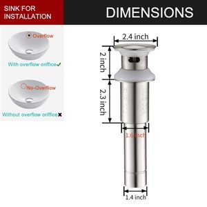 Bonde de vidange escamotable de 1,75 pouce pour lavabos de salle de bain, en acier inoxydable, avec protection anti-colmatage pour éviers de vanité et de lavabo sur colonne, siphon de plomberie - Product Image 4
