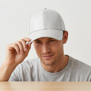 White 6-Panel Baseball Cap Unisex Adjustable Fitted Solid Color Twill Fabric Casual Style Adult Hat - Product Image 4
