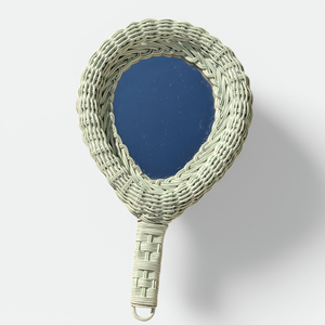 Wooden round <b>mirror</b> with sturdy handle lowest price natural weave rattan <b>cane</b> hand <b>mirrors</b> - Product Image 3