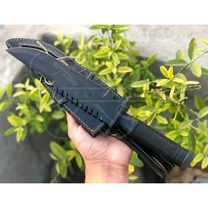 Heavy Duty Tactical Survival Knife with Stainless Steel Serrated Blade 7 Inches Leather Sheath & Durable Handle - Product Image 5