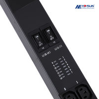 3 Fasa 32A 0U Pemasangan Vertikal 36C13 6C19 Perlindungan Cabang Magnetik Hidrolik Baja Canai Dingin PDU Cerdas