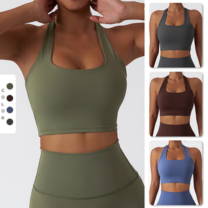 เสื้อชั้นในกีฬาผู้หญิงแบบผูกคอ สำหรับฟิตเนส วิ่ง ระบายอากาศ แห้งเร็ว สัมผัสเบาสบาย ซับแรงกระแทก กระชับทรง บราโยคะ - Product Image 3