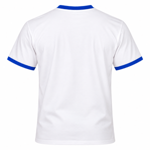 <b>White</b> Royal Blue <b>Men</b> <b>Short</b> <b>Sleeve</b> Crew Neck T <b>Shirt</b> with Chenille Greek Letter Embroidery Fraternity College Casual - Product Image 4