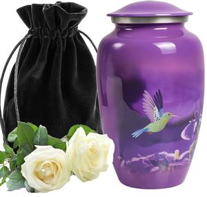 โกศโลหะรูปนกฮัมมิงเบิร์ดสีม่วงโกศสำหรับงานศพผู้ใหญ่ผู้หญิงและผู้ชาย - Product Image 1