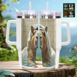 40Oz Stainless Steel Tumbler With Guinea Pig Bath Design For <b>Coffee</b> Or Tea - Product Image 2