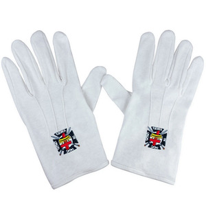 Gants en coton blancs maçonniques avec motif croix et épée brodés, longueur poignet, respirants, pour usage quotidien professionnel et extérieur, style uni - Product Image 3