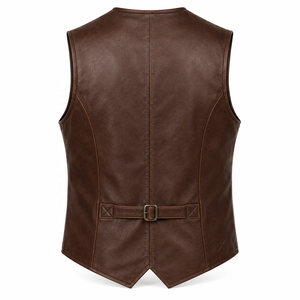 Men's Classic Leather Vests | Grey Black Burgundy Brown | OEM ODM Manufacturer | Premium Design Quality | - Product Image 2