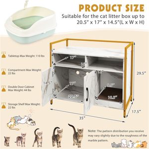 Toilette per Gatti con Doppia Porta, Grande Capacità, Facile da Pulire, Design con Tavolino Laterale - Product Image 5