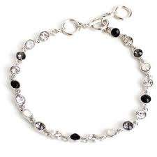 สร้อยข้อมือเทนนิสคริสตัลและออนิกซ์ดีไซน์สวยงาม เงินแท้ 925 เครื่องประดับเท้าสำหรับผู้หญิงและเด็กผู้หญิง สวมใส่ในงานแต่งงาน - Product Image 2