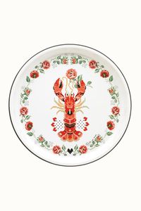 Plateau de service rectangulaire en métal avec motif floral, émail coloré, design bohème, bordure dorée - Product Image 2