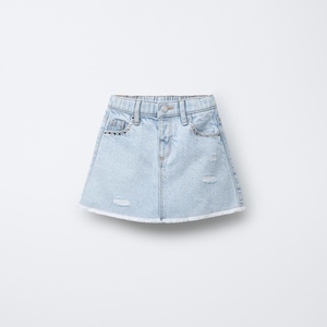 กระโปรงยีนส์เด็กผู้หญิงแฟชั่นปรับแต่งได้ คุณภาพสูง สวมใส่สบายๆ ในฤดูร้อน กระโปรงสั้นเด็กผู้หญิง - Product Image 1