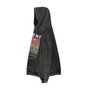 Sweat à capuche pour homme, personnalisable avec logo, imprimé, grande taille, effet délavé vintage, style streetwear, coupe ample, décontracté, pour couple - Product Image 1