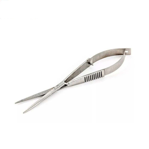 Ciseaux à ressort en acier inoxydable de 5 pouces avec bord croisé droit et pointe pointue pour le façonnage des sourcils et des cils - Product Image 2