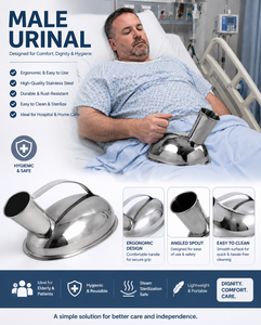 Urinoir masculin en acier inoxydable de qualité supérieure, hygiénique et durable pour usage médical et personnel - Product Image 2