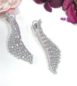 Exquisite Silver Plated Wing Shape Earrings With Zircon And <b>Crystal</b> Rhinestone For Women Party Jewelry <b>Set</b> - Product Image 3