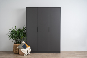 Modern KD Design Laminated Board 3 Door Bedroom <b>Wardrobe</b> <b>Large</b> Capacity Wooden Closet Cabinet for Bedroom and Small Apartment - Product Image 5