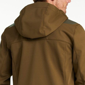 เสื้อแจ็คเก็ตผู้ชายสีน้ำตาลแบบมีฮู้ด ผ้า softshell กันน้ำ ซิปด้านหน้า เหมาะสำหรับใส่กลางแจ้งในฤดูใบไม้ร่วง ทรงปกติ มีกระเป๋า - Product Image 4