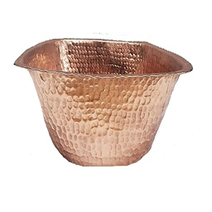 Cuenco de cobre auténtico para baño y hammam, cuencos cuadrados de cobre martillado para pies con acabado brillante. - Product Image 5