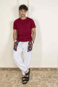 Pantalon sarouel pour hommes Taille libre Baggy Straight Eco-Friendly High Waist Classic Canvas Yoga Aladdin Hippy Boho Style Cotton Dark - Product Image 6