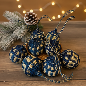 Décoration de Noël en forme de boule en jonc de mer naturel écologique, ornement suspendu fait main, fabricant Kingcraftviet - Product Image 6