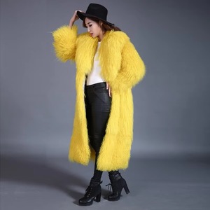 Unisex Waterproof Breathable Winter Long-Style Mongolian Lamb <b>Fur</b> <b>Coat</b> <b>Plus</b> <b>Size</b> <b>Faux</b> <b>Fur</b> Jacket V-neck Printed Down Filled - Product Image 4
