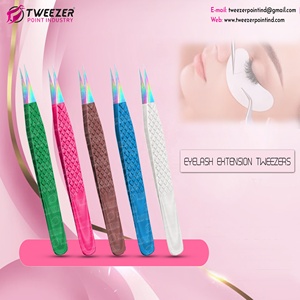 Pinzas de extensión de pestañas de acero inoxidable antiestáticas y duraderas al por mayor con punta puntiaguda disponible en embalaje personalizado - Product Image 5