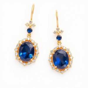 ต่างหูห้อยประดับคริสตัลสีน้ำเงินหรูหรา เงินแท้ 925 ชุบทอง 18K ต่างหูยาวแบบโดดเด่น ขายส่ง เครื่องประดับสำหรับผู้หญิง - Product Image 6