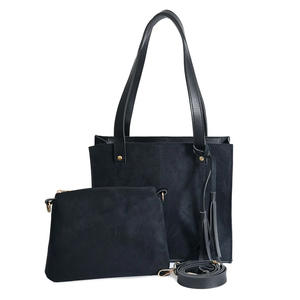 Elegant Burgundy Suede <b>Tote</b> <b>Bag</b> <b>with</b> <b>Zipper</b> Closure and Matching Pouch for Daily Use - Product Image 4