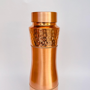 Premium 1L Pure <b>Copper</b> Water <b>Bottle</b> Half Lacquer Hammered Champion Design Handmade Ayurvedic Drinkware Reusable Wellness - Product Image 3
