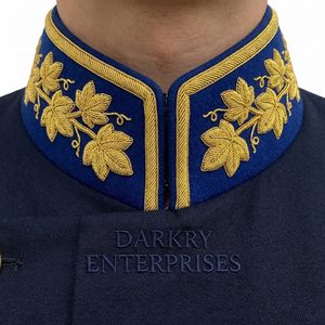 Uniforme Azul Marino Hecho a Mano con Bordado de Hoja de Roble y Bollo en Oro, Cuello Alto con Adorno de Cuerda Trenzada, Personalizado - Product Image 5