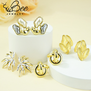 Vintage Italian Irregular Baroque Pearl <b>Stud</b> <b>Earrings</b> Geometric Exquisite Gold Color <b>Crystal</b> <b>Earring</b> For Women - Product Image 5