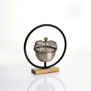 3 Color Luxury Hanging <b>Bakhoor</b> Burner Set Metal Arabic Mabkhara <b>Oud</b> Incense Burner with Wooden Base Gold <b>bakhoor</b> burner - Product Image 2