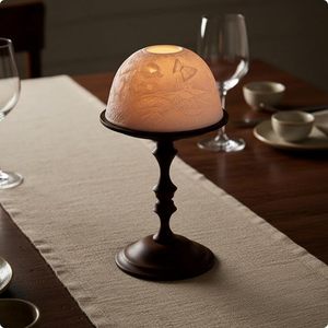 Aqdus Saleem Aq3477 Porte-bougie en verre gaufré, pot à bougie, abat-jour, centre de table pour la décoration de la maison et des fêtes - Product Image 3