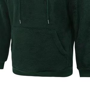Sweat-shirt à capuche en polaire vert foncé pour homme, coupe classique, vêtements décontractés pour l'hiver - Product Image 4