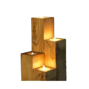 लकड़ी मोमबत्ती धारक प्राकृतिक लकड़ी के आधार के साथ Tealight मोमबत्ती धारक घर और होटल सजावटी के लिए सबसे अच्छा क्रिसमस के लिए घर