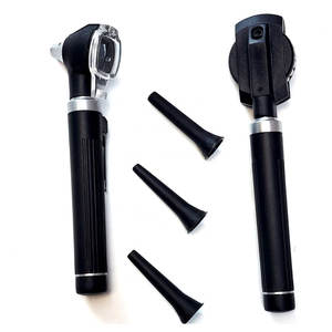 Kit vétérinaire mini otoscope ophtalmoscope en acier inoxydable, ensemble de diagnostic manuel à fibre optique pour l'examen des oreilles, des yeux, du nez et de la gorge - Product Image 1