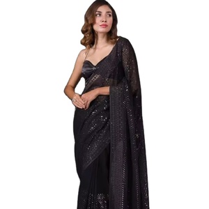 Tenue de soirée, dernière collection, en viscose, georgette et modal, brodée, style traditionnel indien, Salwar Kameez non cousu, infroissable, longueur ras du sol - Product Image 1