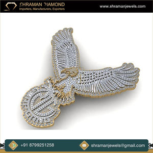 Colgante de Plata Maciza 925 Estilo Hip Hop con Águila Iced y Moissanita, Bañado en Oro Rosa, Joyería Bling para Hombre, Fiesta de Graduación, Rapper - Product Image 5