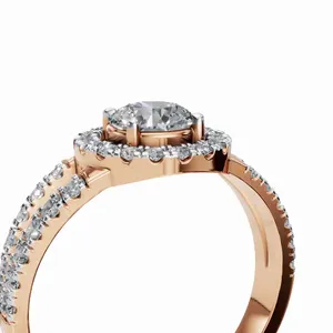 Anillo de Diamantes Cultivados en Laboratorio con Diseño de Halo Celestial, Juego de 47 Piezas, Corte Brillante Redondo, Oro Rosa de 18K, Lujoso, para Mujer, Certificado IGI - Product Image 2