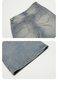 MEESAM LEATHER HOSIERY Jeans de mezclilla unisex 100% algodón de secado rápido, cintura alta, peso pesado, estilo vintage, corte regular, rectos, con relieve - Product Image 5