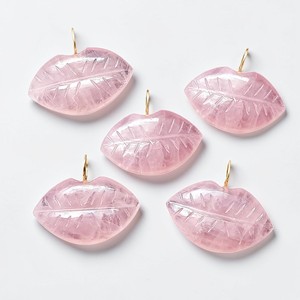 Rose Quartz Lips Shape Carved Crystal Rhinestone Pendant Charm Gold 925 <b>Silver</b> for DIY Jewelry Making <b>Necklace</b> Earrings - Product Image 2