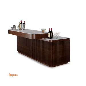 Comptoir de bar contemporain de luxe Baron 8x2 pieds avec plateau en pierre de qualité supérieure pour la maison, les hôtels et les espaces de divertissement - Product Image 5