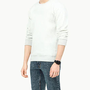 Sweat-shirt blanc à col rond brodé pour homme, coupe classique, manches longues, couleur unie, pull décontracté en coton tricoté pour l'hiver - Product Image 4