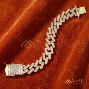 Pulsera de eslabones tipo baguette de oro con moissanita, cadena fina, joyería de moda para uso diario, estilo regalo, para compradores de Miami y Chicago - Product Image 3