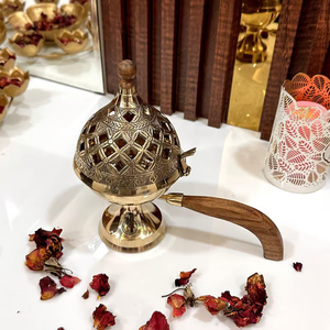 Brûleur d'encens religieux en laiton, décoration d'intérieur, méditation spirituelle, finition antique écologique traditionnelle - Product Image 2