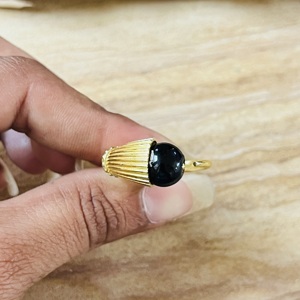 New Arrival Black Onyx Horn <b>Ring</b> Gold Plated Brass <b>Ring</b> Tribal Statement <b>Open</b> <b>Ring</b> Minimal Wholesale <b>Ring</b> For Women - Product Image 6