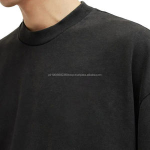 Camisetas Negras Lisas de 230g, 100% Algodón, Talla Única, Personalizadas con Impresión Puff, Hombros Caídos, Estilo Oversize para Hombre - Product Image 3