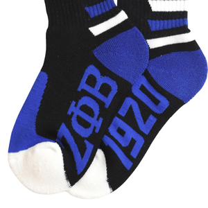 Calcetines Zeta Phi Beta Negros y Azul Rey con Letras Griegas, Calcetines de la Hermandad 1920, Ropa de la Hermandad, Calcetines Cómodos de Punto para Uso Diario - Product Image 2