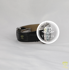 Montre de luxe pour homme, bracelet en cuir noir, lunette sertie de diamants, cadran carré, montre de prestige - Product Image 2