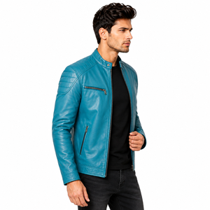 Veste en cuir pour homme durable avec panneaux lisses, doublure chaude, poches sécurisées et manches confortables, idéale pour une utilisation en extérieur et les voyages - Product Image 3